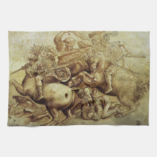 Leonardo da Vincis Schlacht von Anghiari Geschirrtuch (Horizontal)