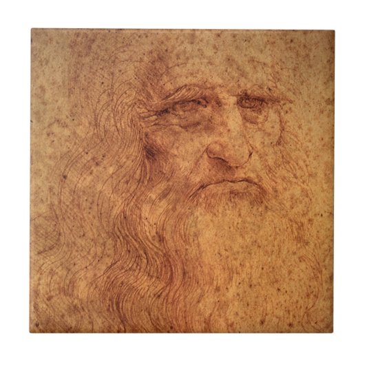 Leonardo da Vincis Selbstportrait, Renaissance Art Fliese (Vorderseite)