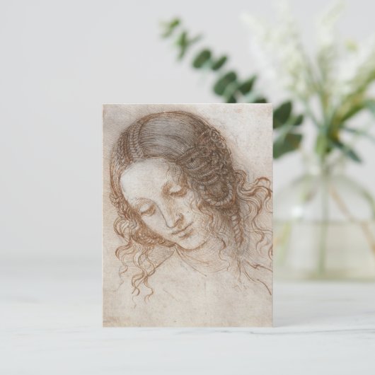 Leonardo da Vincis Studie des Leiters von Leda Postkarte (Stehend Vorderseite)