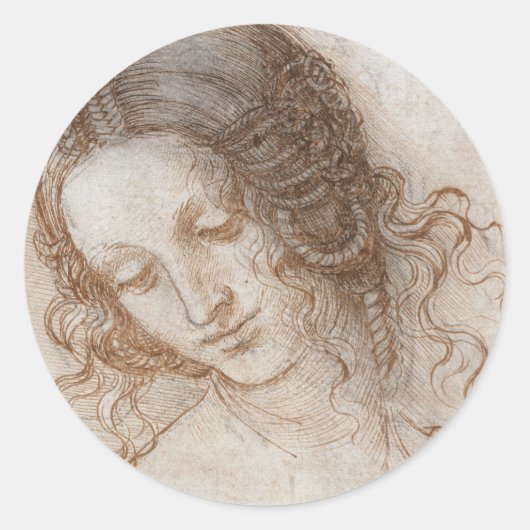 Leonardo da Vincis Studie des Leiters von Leda Runder Aufkleber (Vorderseite)