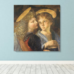 Leonardo da Vincis Taufe Christi Angels Leinwanddruck