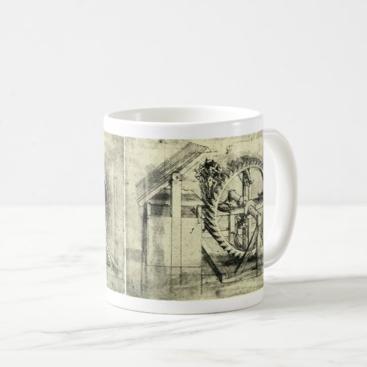 Leonardo da Vincis Treadmill Powered Crossbow Kaffeetasse (VorderseiteRechts)