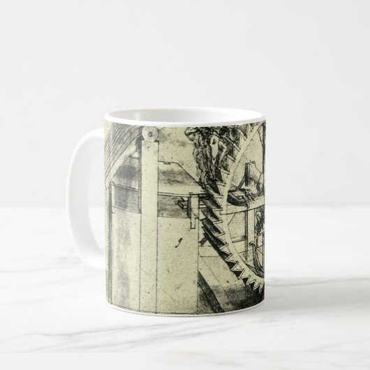 Leonardo da Vincis Treadmill Powered Crossbow Kaffeetasse (Vorderseite Links)