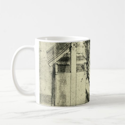 Leonardo da Vincis Treadmill Powered Crossbow Kaffeetasse (Links)