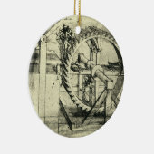 Leonardo da Vincis Treadmill Powered Crossbow Keramik Ornament (Rechts)