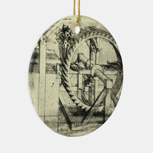 Leonardo da Vincis Treadmill Powered Crossbow Keramik Ornament (Rechts)