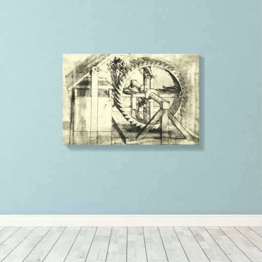 Leonardo da Vincis Treadmill Powered Crossbow Leinwanddruck (Insitu (Holzboden))