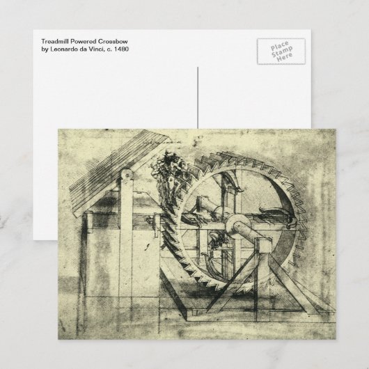 Leonardo da Vincis Treadmill Powered Crossbow Postkarte (Vorne/Hinten)