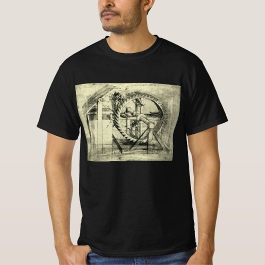 Leonardo da Vincis Treadmill Powered Crossbow T-Shirt (Vorderseite)
