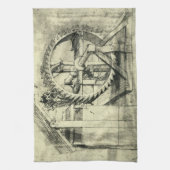 Leonardo da Vincis Tretmühlen-Armbrust Geschirrtuch (Vertikal)