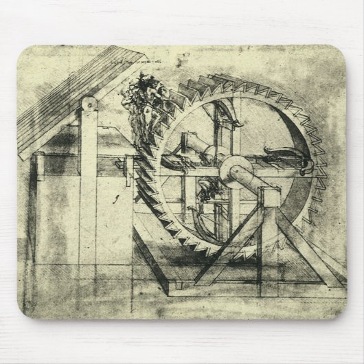 Leonardo da Vincis Tretmühlen-Armbrust Mousepad (Vorne)