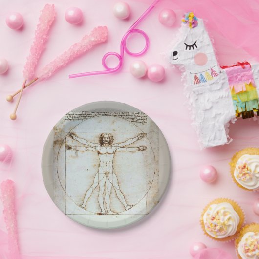 Leonardo da Vinci's Vitruvian Man Paper Plate Pappteller (Party)