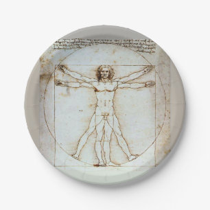 Leonardo da Vinci's Vitruvian Man Paper Plate Pappteller