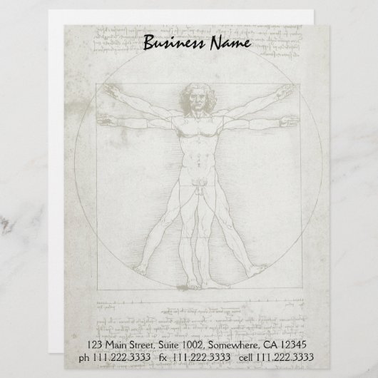 Leonardo da Vincis Vitruvianischer Mann Briefbogen (Vorne/Hinten)