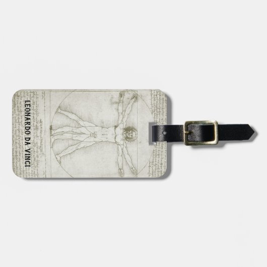 Leonardo da Vincis Vitruvianischer Mann Gepäckanhänger (Vorderseite horizontal)