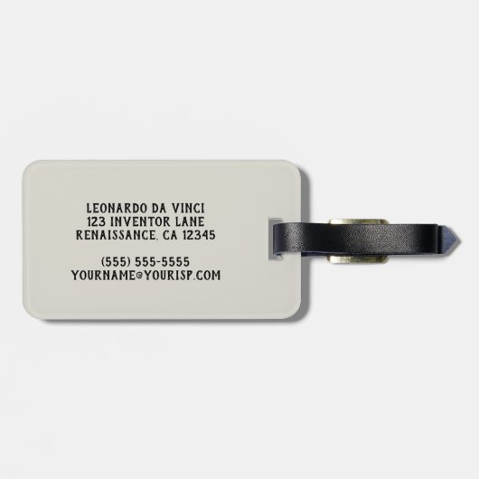 Leonardo da Vincis Vitruvianischer Mann Gepäckanhänger (Rückseite horizontal)