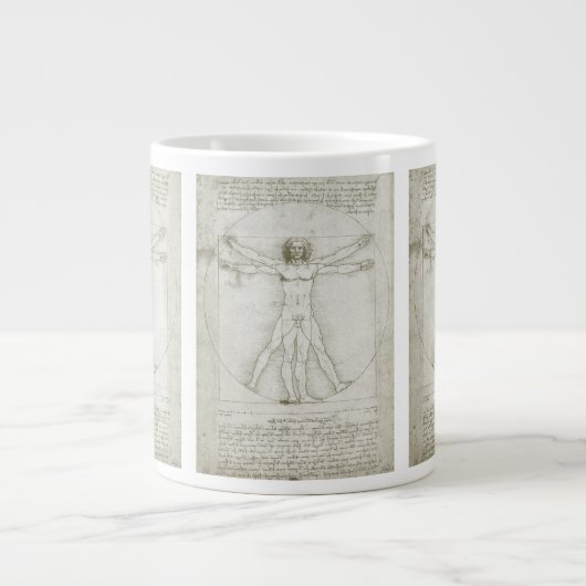 Leonardo da Vincis Vitruvianischer Mann Jumbo-Tasse (Vorderseite)