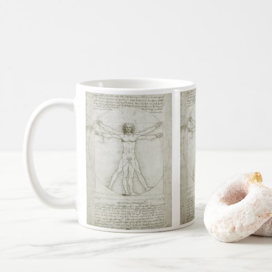 Leonardo da Vincis Vitruvianischer Mann Kaffeetasse (Mit Donut)