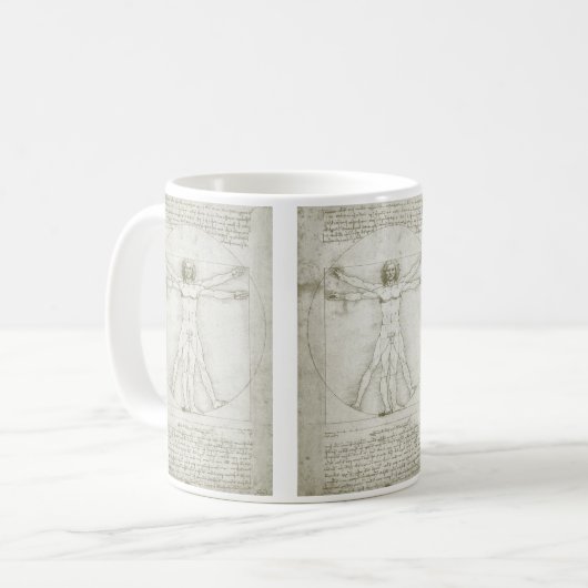 Leonardo da Vincis Vitruvianischer Mann Kaffeetasse (Vorderseite Links)