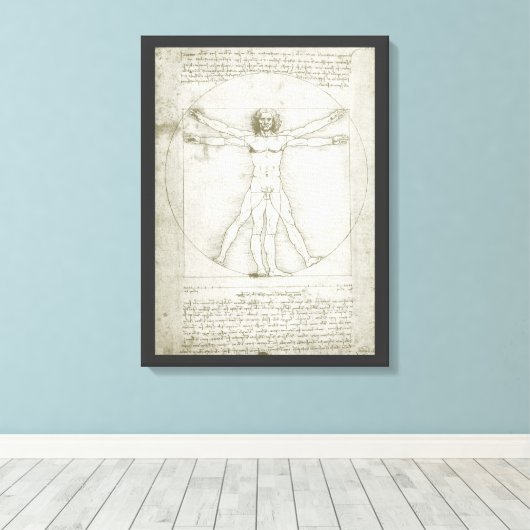 Leonardo da Vincis Vitruvianischer Mann Leinwanddruck (Insitu (Holzboden))