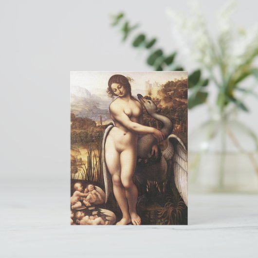 Leonardo DaVinci - Leda und der Schwan Postkarte (Stehend Vorderseite)