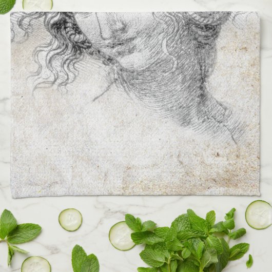 Leonardo DaVinci Sketch Leda Parchment Elegant Art Geschirrtuch (Gefaltet)