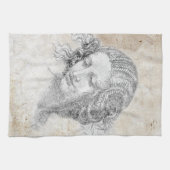Leonardo DaVinci Sketch Leda Parchment Elegant Art Geschirrtuch (Horizontal)