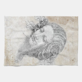 Leonardo DaVinci Sketch Leda Parchment Elegant Art Geschirrtuch