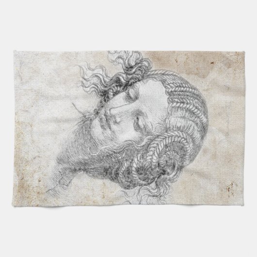 Leonardo DaVinci Sketch Leda Parchment Elegant Art Geschirrtuch (Horizontal)