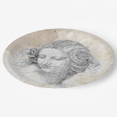 Leonardo DaVinci Sketch Leda Parchment Elegant Art Pappteller (Schrägansicht)