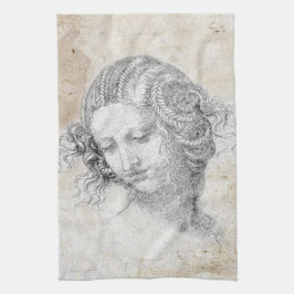 Leonardo DaVinci Skizze Leda Pergament Elegante Ku Geschirrtuch