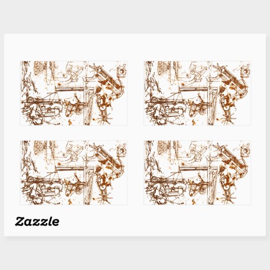 Leonardo DaVinci skizzierte Krankheitserreger Rechteckiger Aufkleber (Blatt)