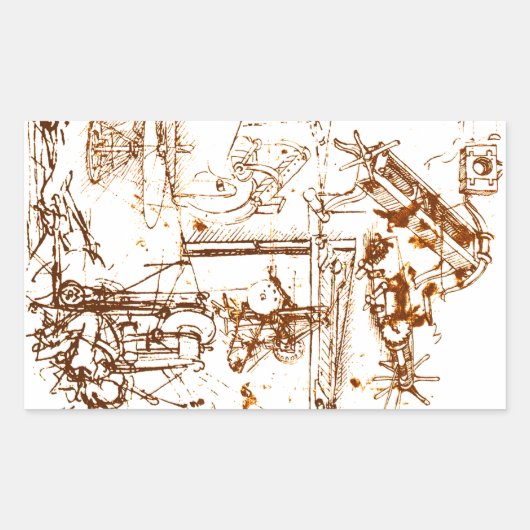 Leonardo DaVinci skizzierte Krankheitserreger Rechteckiger Aufkleber (Vorderseite)