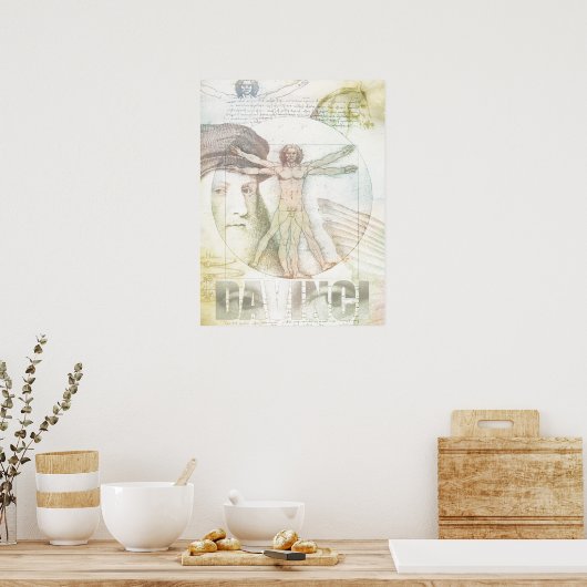 Leonardo DaVinci Vitruvian Man Collage Poster (Küche)