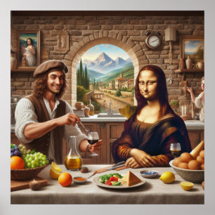 Leonardo macht Abendessen in Mona Lisa Poster