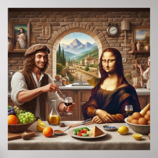 Leonardo macht Abendessen in Mona Lisa Poster (Vorne)