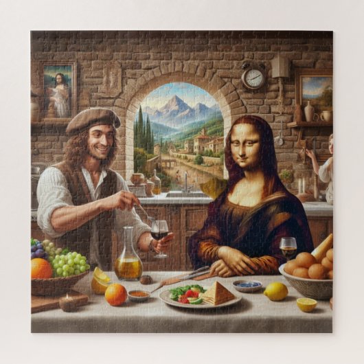Leonardo macht Abendessen in Mona Lisa Puzzle (Vertikal)