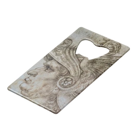 Leonardo’s Helmeted Warrior Geldbeutel Flaschenöffner (Vorderseite Schrägansicht)