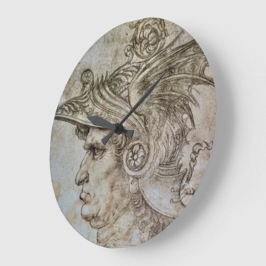 Leonardo’s Helmeted Warrior Große Wanduhr (Winkel)