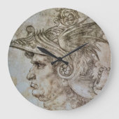 Leonardo’s Helmeted Warrior Große Wanduhr (Vorderseite)