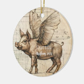 Leonardo Sketchbook Flying Pig OrnamePersonalisier Keramik Ornament (Links)
