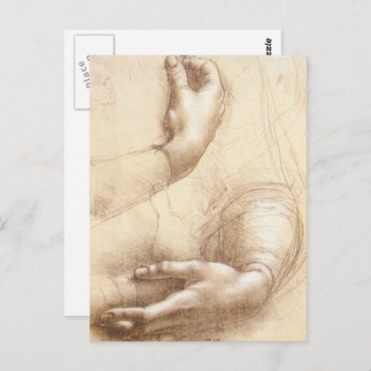 Leonardo-Study-of-hand Postcard Postkarte (Vorne/Hinten)
