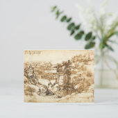 Leonardo Vinci - Landschaft zeichnend für Santa Ma Postkarte (Stehend Vorderseite)