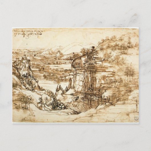 Leonardo Vinci - Landschaft zeichnend für Santa Ma Postkarte (Vorderseite)