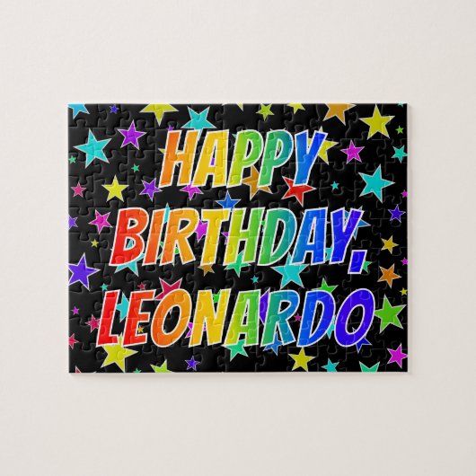 "LEONARDO" Vorname, Spaß "GLÜCKLICHER GEBURTSTAG" Puzzle (Horizontal)