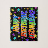 "LEONARDO" Vorname, Spaß "GLÜCKLICHER GEBURTSTAG" Puzzle (Vertikal)
