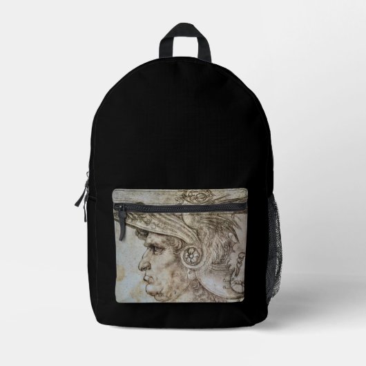 Leonardos behelmter Krieger Bedruckter Rucksack (Vorderseite)