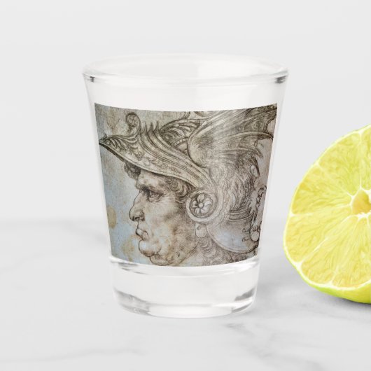 Leonardos Helmed Warrior Shot Glass Schnapsglas (Vorderseite)