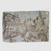 Leonardo's Helmeted Warrior Golfhandtuch (Horizontal)