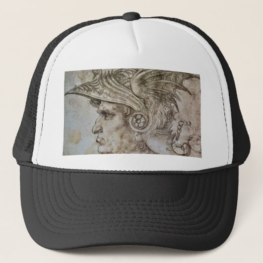 Leonardo's Helmeted Warrior Trucker Hat Truckerkappe (Vorderseite)